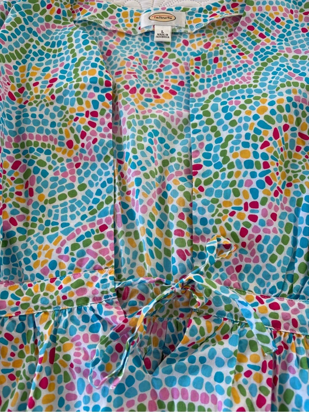 Talbots Colorful Mosaic Print coverup drawstring waist size large